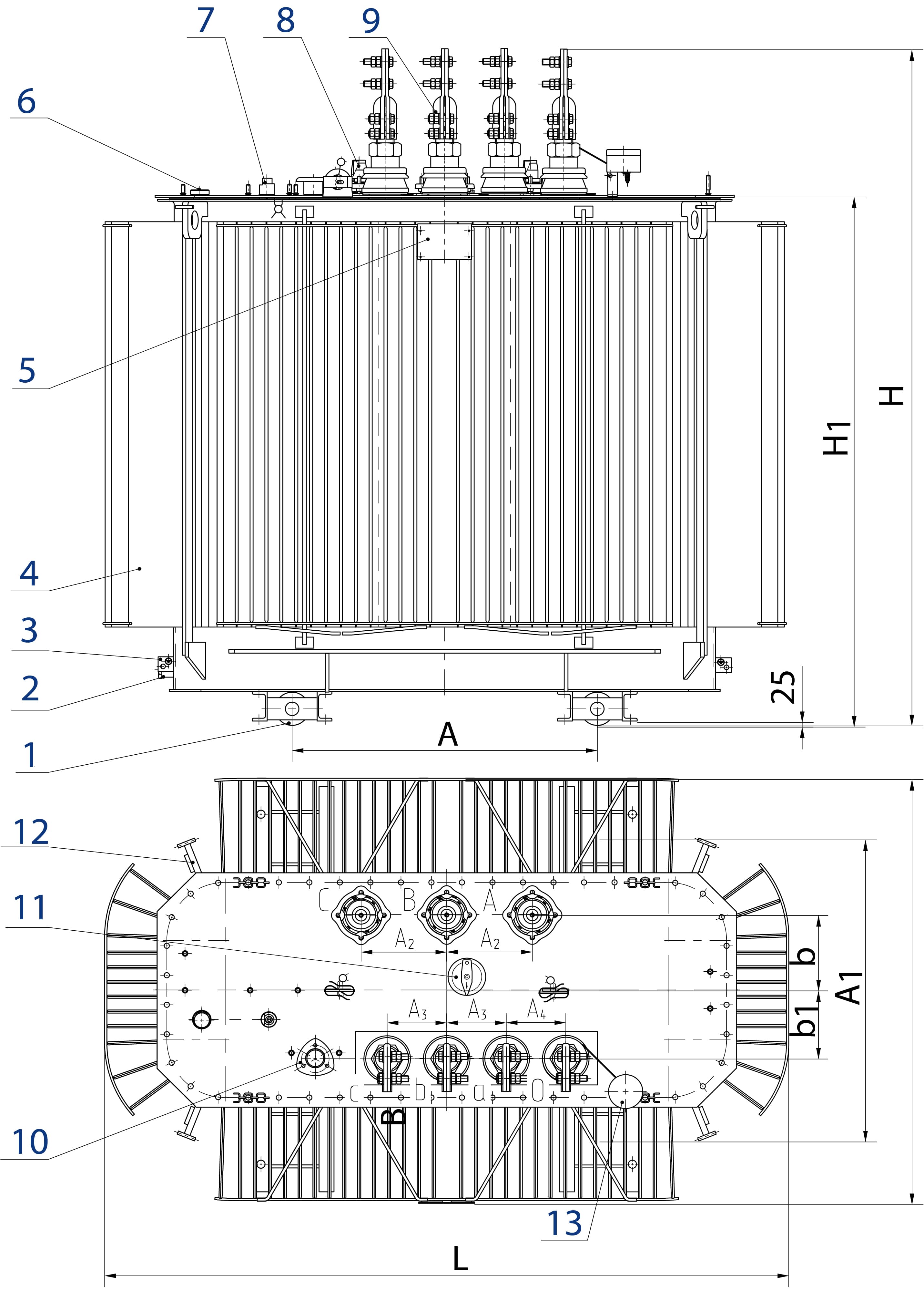 Схема трансформатора ТМГ